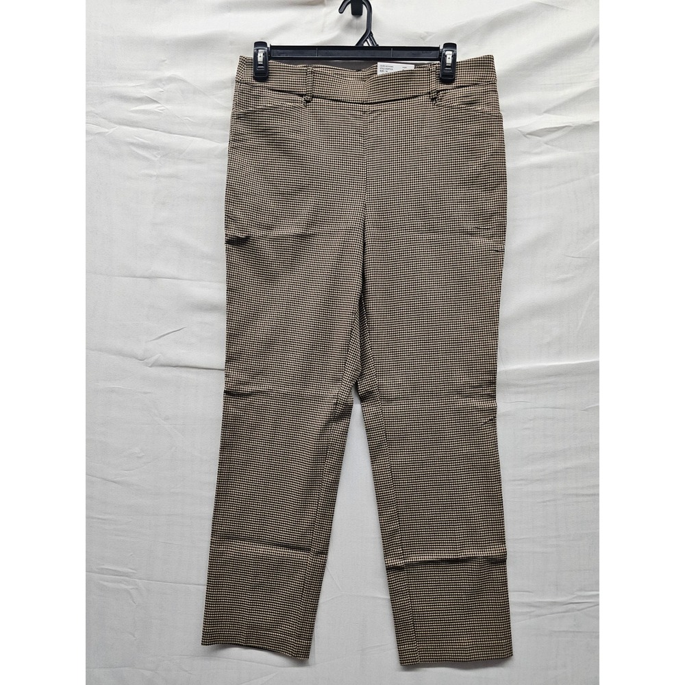 Rafaella Womens Houndstooth Pants Brown Viscose Blend Casual Size 14